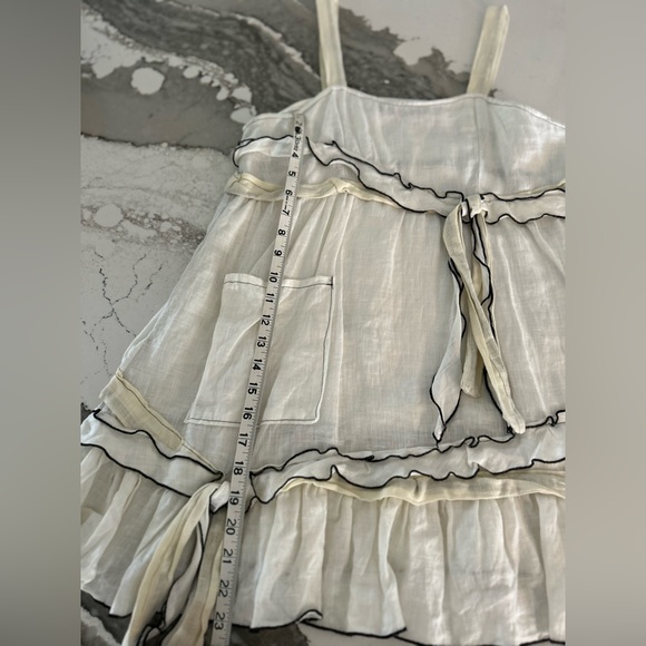 Sarah Clemens Custom Linen Black White Ivory Ruffle Flower Bloomers and Top Set - Picture 10 of 10